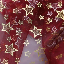 Tela De Organza "Estrellitas" Rojo Anchura 145 Cm