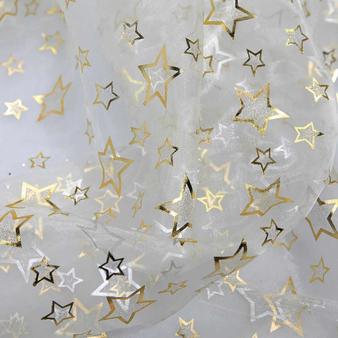 Tela De Organza "Estrellitas" Plata Anchura 145 Cm