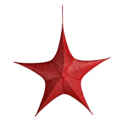 Tela Decorativa Estrella Plegable Purpurina Roja Con Cremallera, 40 Cm