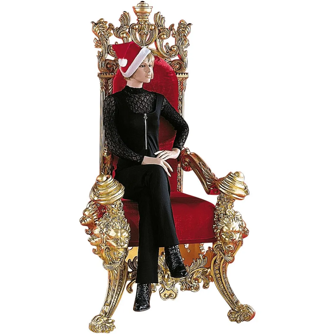 Trono "Estilo Barroco", Altura: 190 Cm, Oro-rojo