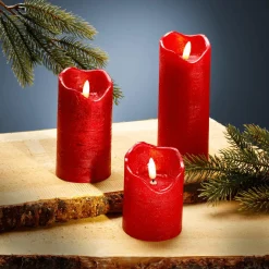 Vela De Cera LED Roja 7,5 Cm Ø, 12,5 Cm De Altura