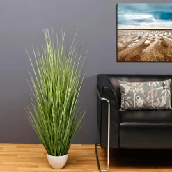 XXL Deco Tiger Grass En Maceta Blanca 120 Cm