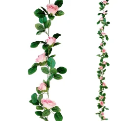 Zarcillo De Rosas Artificial 180 Cm, Color Rosa